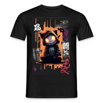 Teuflische Katze by ART8NS - Art ON Streetwear - Männer T-Shirt - Schwarz - Vorne - AI Model Male 178 light (178cm)