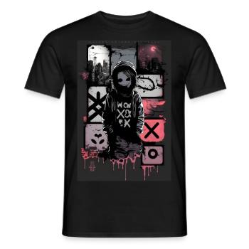 Shadow man par ART8NS - Art ON Streetwear - T-shirt homme - noir - Devant - AI Model Male 178 light (178cm)
