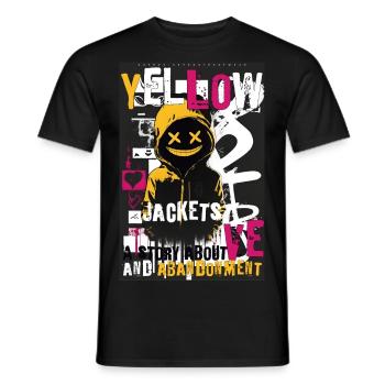 Yellow Jackets in Love by ART8NS Art ON Streetwear - Männer T-Shirt - Schwarz - Vorne - AI Model Male 178 light (178cm)