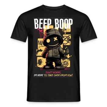 Beep Boop by ART8NS - Art ON Streetwear - Men's T-Shirt - black - Front - AI Model Male 178 light (178cm)