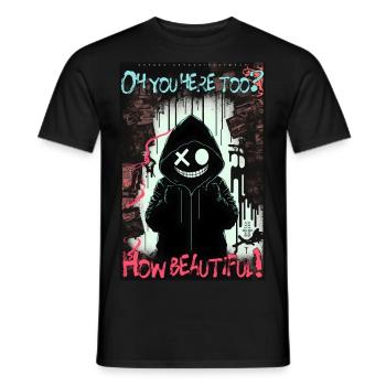 Oh, vous aussi ici ? par ART8NS - Art ON Streetwear - T-shirt homme - noir - Devant - AI Model Male 178 light (178cm)