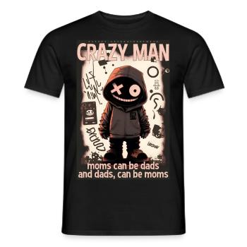 Crazy man par ART8NS - Art ON Streetwear - T-shirt homme - noir - Devant - AI Model Male 178 light (178cm)