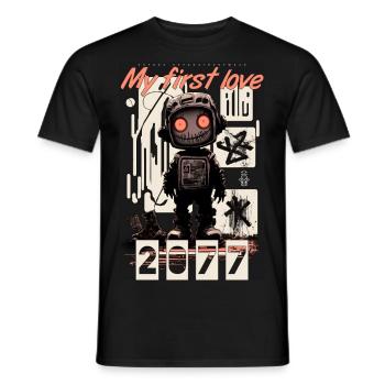 My first love by ART8NS - Art ON Streetwear - Männer T-Shirt - Schwarz - Vorne - AI Model Male 178 light (178cm)