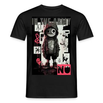 Dans l’armée, NO par ART8NS - Art ON Streetwear - T-shirt homme - noir - Devant - AI Model Male 178 light (178cm)