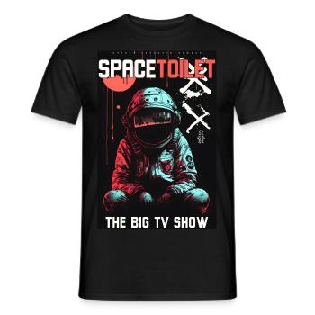 Space toilet by ART8NS - Art ON Streetwear - Männer T-Shirt - Schwarz - Vorne - AI Model Male 178 light (178cm)
