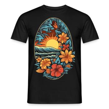 Surf Vibes: Vintage Retro Surfing Illustration - Men's T-Shirt - black - Front - AI Model Male 178 light (178cm)