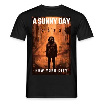 A sunny day by ART8NS - Art ON Streetwear - Men's T-Shirt - black - Front - AI Model Male 178 light (178cm)