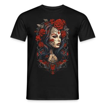 Frauen und Rosen - Männer T-Shirt - Schwarz - Vorne - AI Model Male 178 light (178cm)