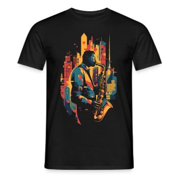 Jazz, Saxophonist - Männer T-Shirt - Schwarz - Vorne - AI Model Male 178 light (178cm)