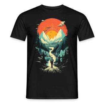 Hiking - Men's T-Shirt - black - Front - AI Model Male 178 light (178cm)