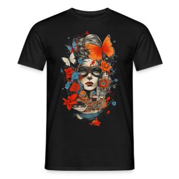 one of a kind, flowers and women - Men's T-Shirt - black - Front - AI Model Male 178 light (178cm)