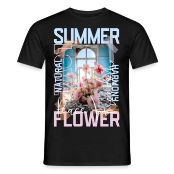 Été - Fleur par ART8NS - Art ON Streetwear - T-shirt homme - noir - Devant - AI Model Male 178 light (178cm)