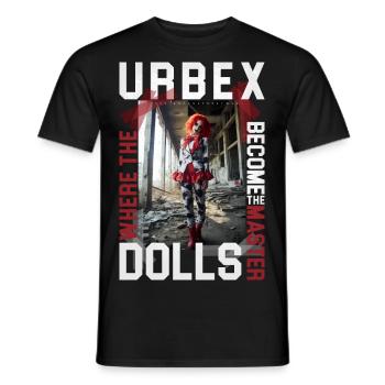 Urbex Dolls by ART8NS - Art ON Streetwear - Men's T-Shirt - black - Front - AI Model Male 178 light (178cm)