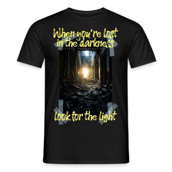 When you ́re lost... by ART8NS - Art ON Streetwear - Men's T-Shirt - black - Front - AI Model Male 178 light (178cm)