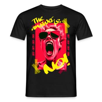 The answer is: NO! by ART8NS - Art ON Streetwear - Men's T-Shirt - black - Front - AI Model Male 178 light (178cm)