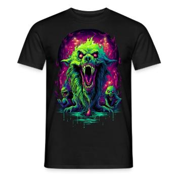 Horror Wolf, Creepy Zombie Dog - Men's T-Shirt - black - Front - AI Model Male 178 light (178cm)