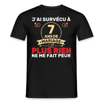 7 Ans De Mariage Noces De Coton Cadeau Mari 7eme - T-shirt homme - noir - Devant - AI Model Male 178 light (178cm)