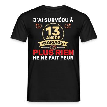 13 Ans De Mariage Noces De Coton Cadeau Mari 13eme - T-shirt homme - noir - Devant - AI Model Male 178 light (178cm)