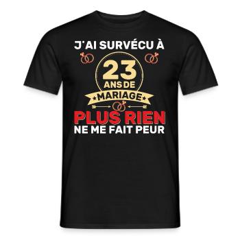 23 Ans De Mariage Noces De Coton Cadeau Mari 23eme - T-shirt homme - noir - Devant - AI Model Male 178 light (178cm)