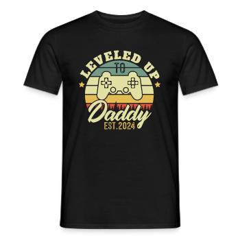 Leveled up to Daddy 2024 Dad gift 2024 - Men's T-Shirt - black - Front - AI Model Male 178 light (178cm)