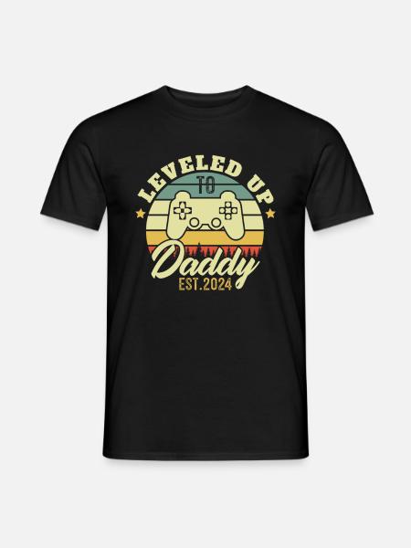 Nivelleerd tot Papa 2024 Papa cadeau 2024 - Heren T-shirt - zwart