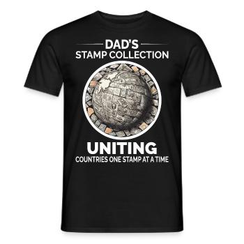 Vintage Postage Stamps Collecting Dad Collectors - Men's T-Shirt - black - Front - AI Model Male 178 light (178cm)