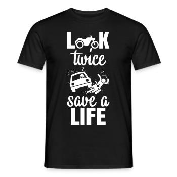 SCHAUEN SIE ZWEIMAL UND RETTEN SIE EIN LEBEN, Positive Stimmung Radsportkunst - Männer T-Shirt - Schwarz - Vorne - AI Model Male 178 light (178cm)
