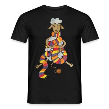Cute Sheep Knitting Crochet Wool - Men's T-Shirt - black - Front - AI Model Male 178 light (178cm)