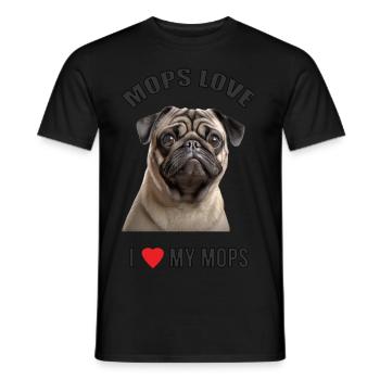 MOPS LOVE - Ein tolles Mops T-Shirt !!! - Männer T-Shirt - Schwarz - Vorne - AI Model Male 178 light (178cm)