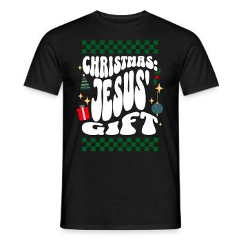 Christmas Jesus Gift - Christians Retro Ugly Xmas - Men's T-Shirt - black - Front - AI Model Male 178 light (178cm)