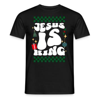Jesus is King Christians Xmas Retro Ugly Christmas - Men's T-Shirt - black - Front - AI Model Male 178 light (178cm)
