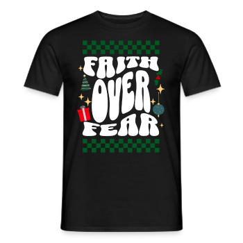 Faith over Fear - Christian's Retro Ugly Christmas - Men's T-Shirt - black - Front - AI Model Male 178 light (178cm)