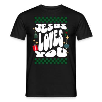 Jesus loves You - Christians Retro Ugly Christmas - Men's T-Shirt - black - Front - AI Model Male 178 light (178cm)