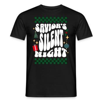 Savior's Silent Night - Christians Retro Ugly Xmas - Männer T-Shirt - Schwarz - Vorne - AI Model Male 178 light (178cm)
