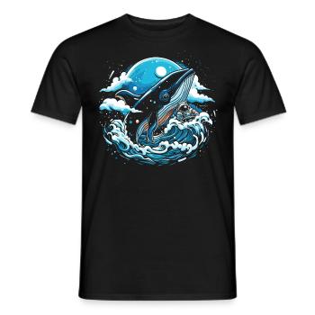 Space Whale Imagination - Men's T-Shirt - black - Front - AI Model Male 178 light (178cm)