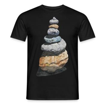 Stone Stack Stone Turret Cairn Hiking - Men's T-Shirt - black - Front - AI Model Male 178 light (178cm)
