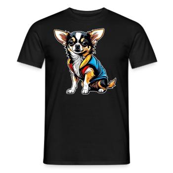 Mignon petit chien chihuahua dans un style comique - T-shirt homme - noir - Devant - AI Model Male 178 light (178cm)