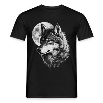Wolf heult den Mond an - Männer T-Shirt - Schwarz - Vorne - AI Model Male 178 light (178cm)