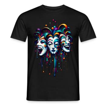 Maskenspiel - Mask play - Männer T-Shirt - Schwarz - Vorne - AI Model Male 178 light (178cm)