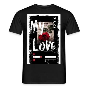 Rose My Love ART8NS - Art ON Streetwear - T-shirt homme - noir - Devant - AI Model Male 178 light (178cm)