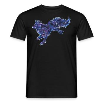 Cooler Galaxy Fuchs Wolf Galaxytier Sternzeichen - Männer T-Shirt - Schwarz - Vorne - AI Model Male 178 light (178cm)