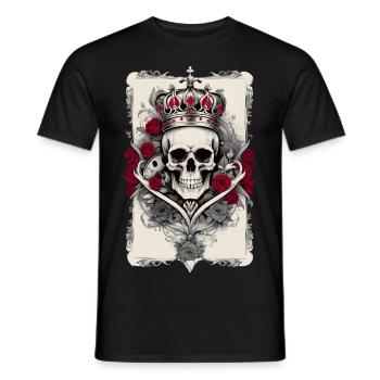 Crâne de roi avec des roses - T-shirt homme - noir - Devant - AI Model Male 178 light (178cm)