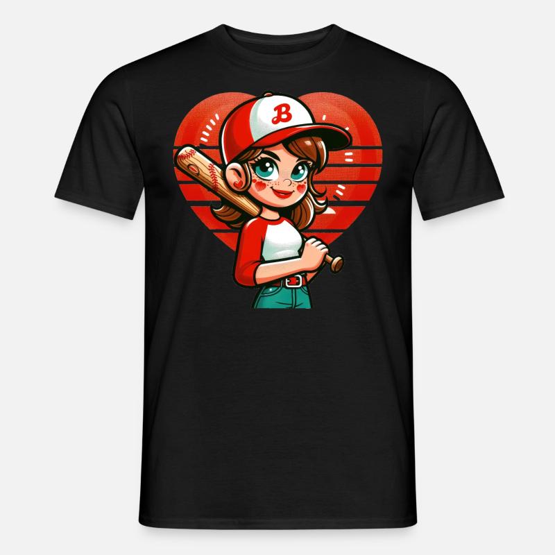 Fröhlicher Baseball-Mädchen-Champion - Männer T-Shirt - Schwarz