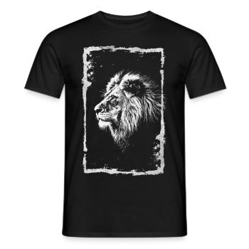 Lion blanc encadré - T-shirt homme - noir - Devant - AI Model Male 178 light (178cm)