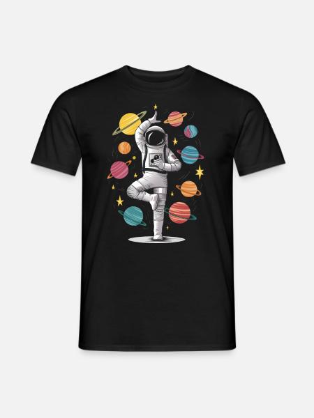 Space Astronaut Zen Yoga Meditation Planet - Men's T-Shirt - black