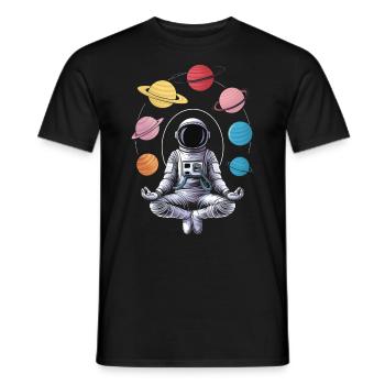 Astronaute de l'espace méditation zen yoga planète - T-shirt homme - noir - Devant - AI Model Male 178 light (178cm)