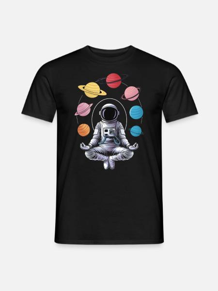 Space Astronaut Zen Yoga Meditation Planet - Men's T-Shirt - black