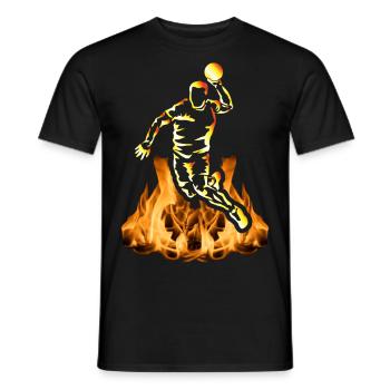 Handball Player in Flames Handball Gift - Men's T-Shirt - black - Front - AI Model Male 178 light (178cm)