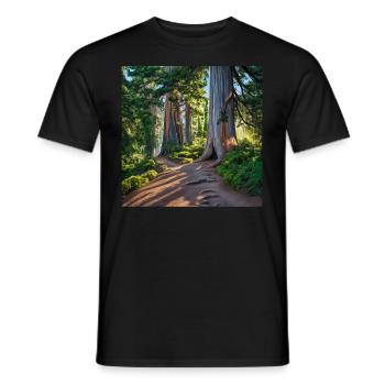 Randonnée en forêt - T-shirt homme - noir - Devant - AI Model Male 178 light (178cm)
