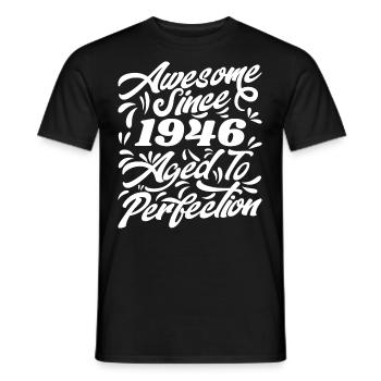 Awesome Since 1946 - Aged To Perfection, Gift 1946 - Men's T-Shirt - black - Front - AI Model Male 178 light (178cm)
